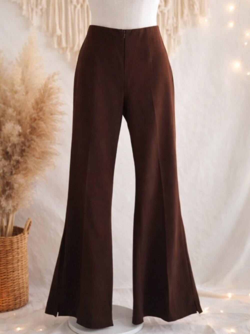 Vintage Boutique Europa Burgundy Side Slit Flare Pants 12 Modern Boho Y2K